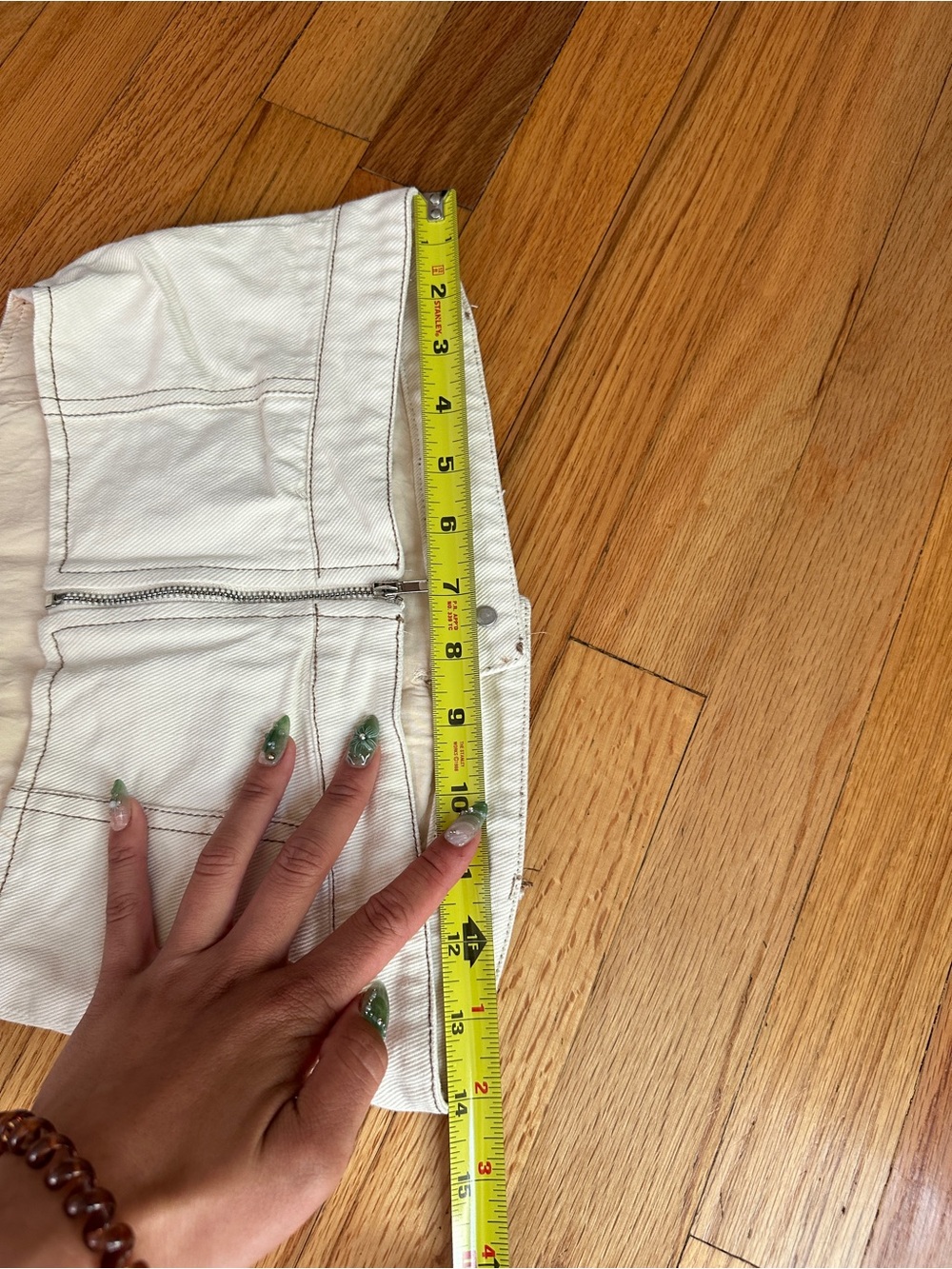Peppermayo Off-White Denim Bandeau Top & Mini Skirt Matching Set US 2 AU 6 - Picture 6 of 8